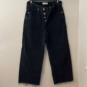 Black wide leg crop jeans